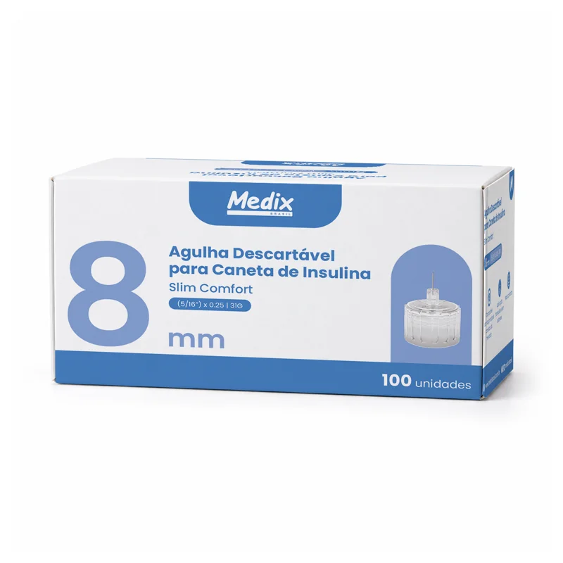 Agulha P/ Caneta De Insulina 31G 8mm Azul Medix