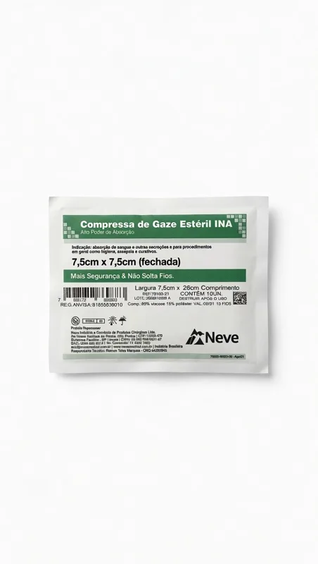 Compressa Gaze 7,5X7,5 13 Fios Esteril c/10 Neve