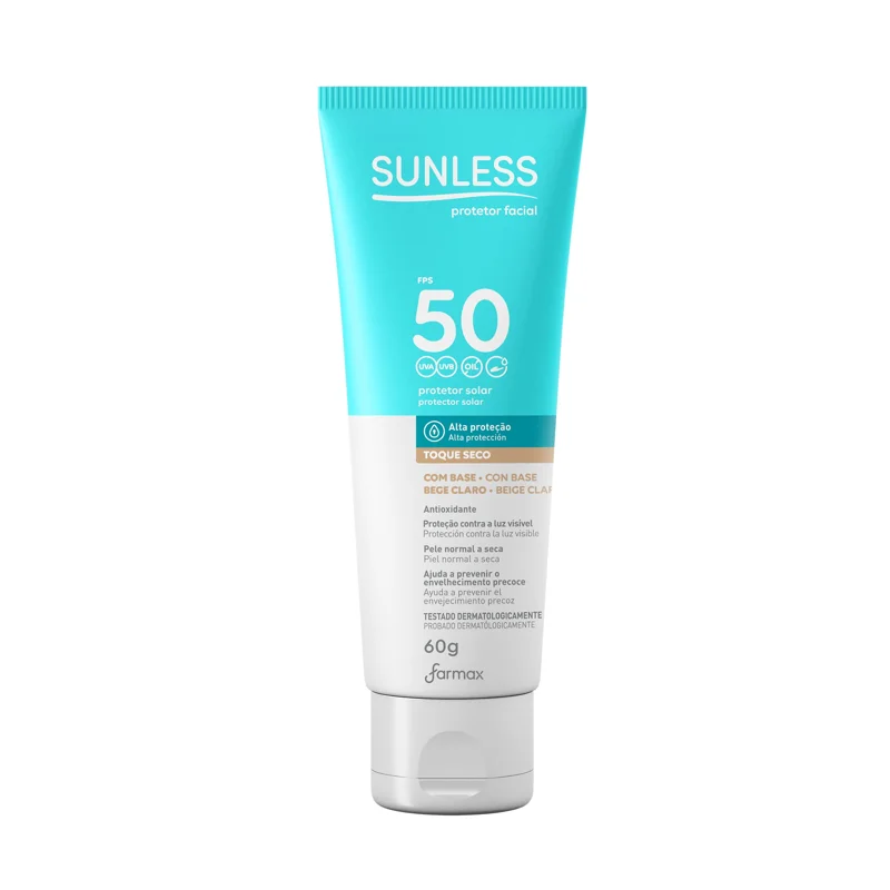 Protetor Solar Facial Fps 50 Bege Sunless 60G Farmax