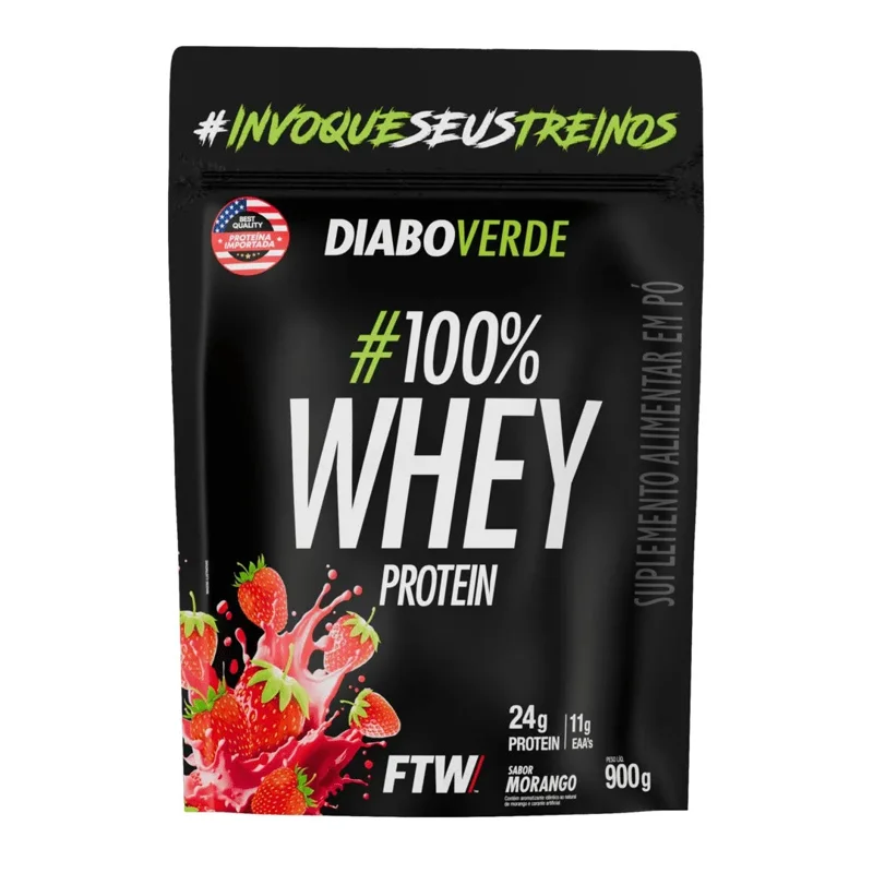 Whey Diabo Verde Refil 900g Morango FTW