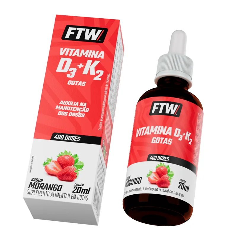 Vitamina D3 + K2 Gotas 20ml Morango