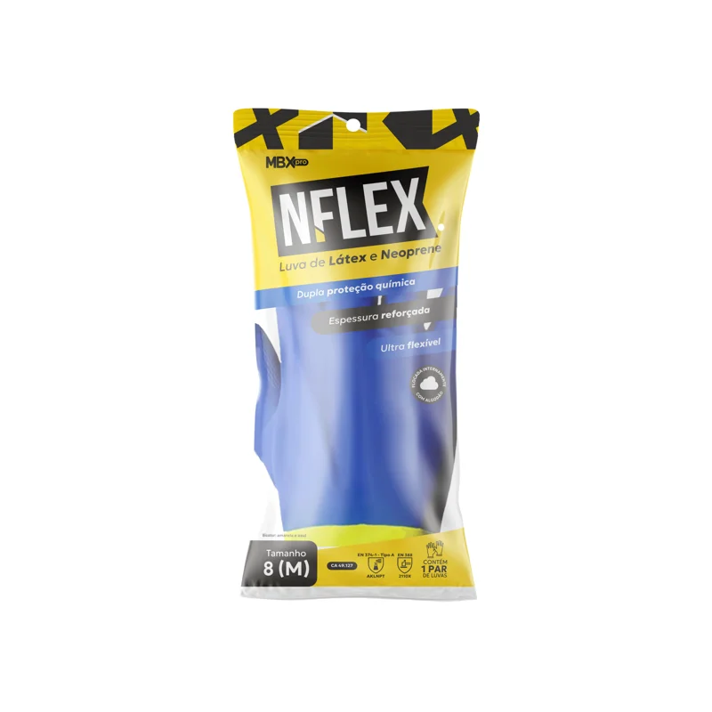 Luva Latex Neoprene Amarela-Azul M Medix