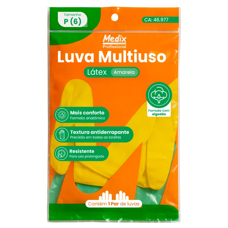 Luva De Limpeza Amarela Tam P