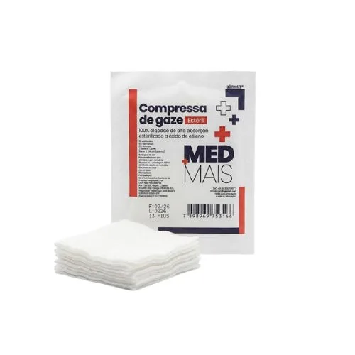 Compressa Gaze 7,5X7,5 13 Fios Esteril c/10 Mais Med