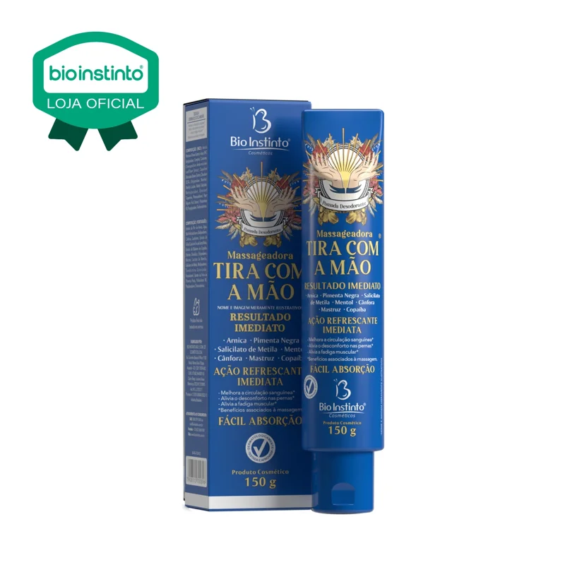 Pomada Desodorante Massageadora Tira Com A Mao 150g Bio Instinto