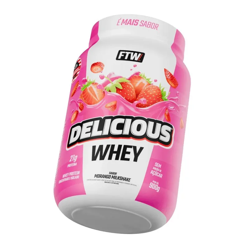 Whey Delicious Pote 900g Morango Milkshake