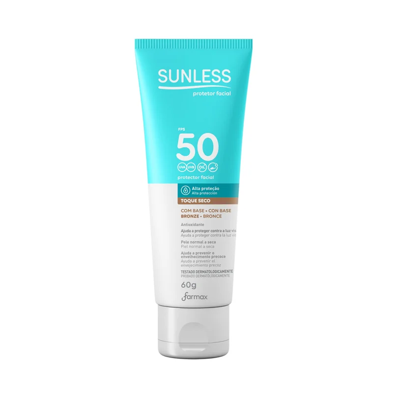 Protetor Solar Facial Fps 50 Bronze Sunless 60G Farmax